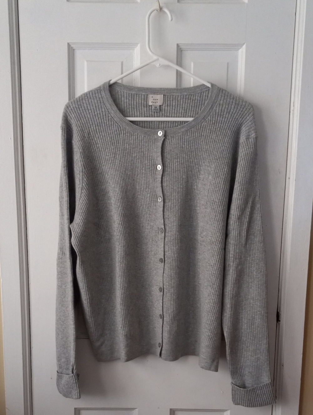 A New Day Gray Ribbed Button-Up Women's Cardigan